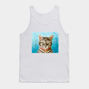 American shorthair cat pet portrait watercolor painting Tank Top